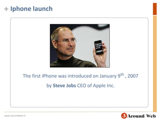Iphone launchThe first iPhone was introduced on January 9th, 2007 by Steve Jobs CEO of Apple Inc.www.3aroundweb.in