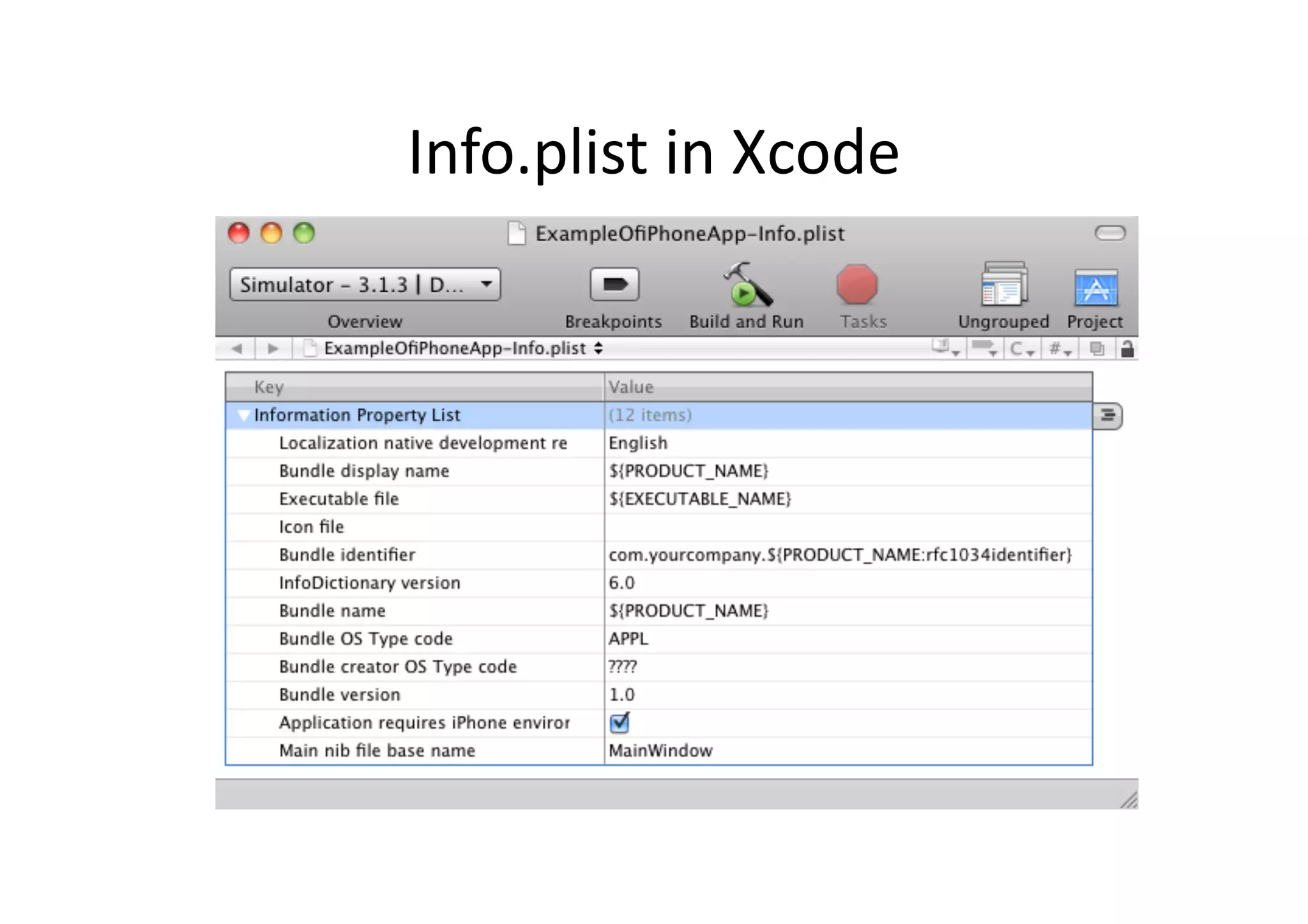 Info.plist	
  in	
  Xcode	
  
 