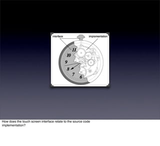 How does the touch screen interface relate to the source code
implementation?
 