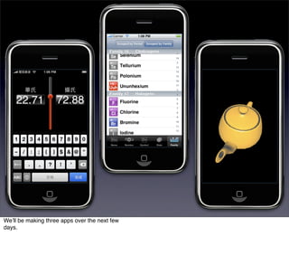 Weʼll be making three apps over the next few
days.
 