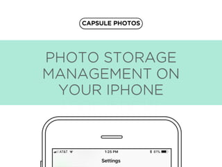 PHOTO STORAGE
MANAGEMENT ON
YOUR IPHONE
CAPSULE PHOTOS
 
