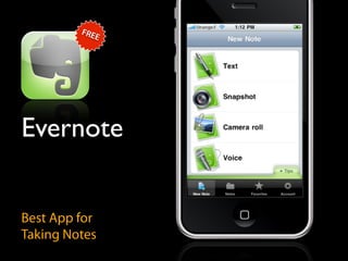 FRE
            E




Evernote


Best App for
Taking Notes
 