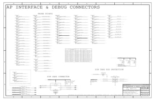 CLK
RST
VCC
SWP
GND
DETECT
I/O
OUT
IN
IN
PP
PP
PP
PP
PP
PP
PP
PP
PP
PP
GND
BI
PP
PP
PP
PP
PP
PP
PP
OUT
OUT
OUT
OUT
PP
PP
PP
PP
PP
PP
PP
PP
PP
PP
PP
PP
PP
PP
PP
PP
PP
PP
PP
PP
PP
PP PP
PP
PP
PP
PP
PP
PP
PP
PP
PP
PP
PP
PP
PP
PP
PP
PP
PP
PP
PP
PP
PP
PP
PP
PP
PP
PP
PP
BI
PP
PP
PP
PP
PP
PP
PP
PP
PP
PP
PP
PP
PP
PP
PP
PP
PP
PP
PP
TABLE_ALT_ITEM
PART NUMBER
ALTERNATE FORPART NUMBER BOM OPTION REF DES COMMENTS:
TABLE_ALT_HEAD
TABLE_ALT_ITEM
TABLE_ALT_ITEM
CONFIDENTIAL AND PROPRIETARY APPLE SYSTEM DESIGN. FOR REFERENCE PURPOSE ONLY - NOT A CHANGE REQUEST
TABLE_ALT_ITEM
Apple Inc.
THE INFORMATION CONTAINED HEREIN IS THE
PROPRIETARY PROPERTY OF APPLE INC.
124578
B
D
8 7 6 5 4 3
C
B
A
NOTICE OF PROPRIETARY PROPERTY:
PAGE
12
D
A
C
PAGE TITLE
SHEET
IV ALL RIGHTS RESERVED
R
D
SIZEDRAWING NUMBER
REVISION
BRANCH
6 3
THE POSESSOR AGREES TO THE FOLLOWING:
I TO MAINTAIN THIS DOCUMENT IN CONFIDENCE
III NOT TO REVEAL OR PUBLISH IT IN WHOLE OR PART
II NOT TO REPRODUCE OR COPY IT
TABLE_ALT_ITEM
TABLE_ALT_ITEM
TABLE_ALT_ITEM
TABLE_ALT_ITEM
TABLE_ALT_ITEM
PROBE POINTS
SIM CARD CONNECTOR
SIM CARD ESD PROTECTION
DIFF-PAIR PROBE POINTS LOCATED OPPOSITE DC-BLOCKS
AP INTERFACE & DEBUG CONNECTORS
F-ST-SM
SIMCARD-RCPT-N61
J3101_RF
12V-33PF01005-1
DZ3101_RF
01005
1%
MF
1/32W
15.00K
R3101_RF
30 35
3035
3035
P4MM
SM
SIM_DEBUG
PP3103_RF
SIM_DEBUG
P4MM
SM
PP3102_RF
SIM_DEBUG
SM
P4MM
PP3101_RF
SM
P2MM
WIFI_BT
PP3105_RF
SIM_DEBUG
P4MM
SM
PP3111_RF
P4MM
SM
SIM_DEBUG
PP3112_RF
SHORT-10L-0.1MM-SM
XW3101_RF
SHORT-10L-0.1MM-SM
XW3102_RF
SHORT-10L-0.1MM-SM
XW3103_RF
SHORT-10L-0.1MM-SM
XW3104_RF
SM
SIM_DEBUG
P4MM-NSM
PP3115_RF
SM
SIM_DEBUG
P4MM-NSM
PP3116_RF
WIFI_BT
SM
P2MM
PP3119_RF
P2MM-NSM
WIFI_BT
SM
PP3120_RF
ESDAVLC5-4BU4
SM
VR3101_RF
30 54
20%
6.3V
2.2UF
X5R
0201-1
C3101_RF
SM
P2MM-NSM
RADIO_STOCKHOLM
PP3121_RF
SM
P2MM-NSM
RADIO_STOCKHOLM
PP3123_RF
SM
RADIO_STOCKHOLM
P2MM
PP3124_RF
RADIO_STOCKHOLM
P2MM-NSMSM
PP3125_RF
SM
P2MM-NSM
RADIO_STOCKHOLM
PP3126_RF
SIM_DEBUG
P4MM
SM
PP3127_RF
01005
1%
10K
1/32W
RADIO_BB
MF
R3102_RF
10K
1%
1/32W
RADIO_BB
01005
MF
R3103_RF
10K
1%
MF
RADIO_BB
01005
1/32W
R3104_RF
RADIO_STOCKHOLM
P2MM
SM
PP3128_RF
29
29
29
29
P4MM
SIM_DEBUG
SM
PP3130_RF
SM
SIM_DEBUG
P4MM
PP3132_RF
SIM_DEBUG
SM
P4MM
PP3131_RF
P4MM
SIM_DEBUG
SM
PP3133_RF
P4MM
SM
SIM_DEBUG
PP3134_RF
SM
SIM_DEBUG
P4MM
PP3135_RF
SM
P4MM
SIM_DEBUG
PP3139_RF
SIM_DEBUG
SM
P4MM
PP3140_RF
SIM_DEBUG
SM
P4MM
PP3141_RF
SIM_DEBUG
SM
P4MM
PP3142_RF
SM
P4MM
SIM_DEBUG
PP3143_RF
SM
P4MM
SIM_DEBUG
PP3144_RF
P4MM
SM
SIM_DEBUG
PP3145_RF
SM
P4MM
SIM_DEBUG
PP3146_RF
P4MM
SM
SIM_DEBUG
PP3150_RF
SIM_DEBUG
P4MM
SM
PP3151_RF
WIFI_BT
P2MM
SM
PP3153_RF
P4MM
WIFI_BT
SM
PP3154_RF
WIFI_BT
P2MM
SM
PP3152_RF
P4MM
SIM_DEBUG
SM
PP3110_RF
P4MMSM
SIM_DEBUG
PP3109_RF
SIM_DEBUG
SM
P4MM
PP3104_RF
P4MM
SM
SIM_DEBUG
PP3147_RF
SM
P4MM
SIM_DEBUG
PP3148_RF
SM
P4MM
SIM_DEBUG
PP3149_RF
P4MM
SM
SIM_DEBUG
PP3136_RF
SM
P4MM
SIM_DEBUG
PP3137_RF
SIM_DEBUG
P4MMSM
PP3138_RF
RF_DEBUG
SM
P4MM
PP3170_RF
P4MM
SM
RF_DEBUG
PP3171_RF
0201
5.5V-6.2PF
DZ3102_RF
P4MM
SM
RF_DEBUG
PP3172_RF
RF_DEBUG
P4MM
SM
PP3173_RF
WIFI_BT
SM
P2MM
PP3155_RF
SM
P2MM
WIFI_BT
PP3156_RF
WIFI_BT
SM
P2MM
PP3157_RF
SM
WIFI_BT
P2MM
PP3158_RF
WIFI_BT
SM
P4MM
PP3159_RF
SM
P4MM
WIFI_BT
PP3166_RF
WIFI_BT
P2MM
SM
PP3163_RF
WIFI_BT
SM
P2MM
PP3160_RF
P2MM
WIFI_BT
SM
PP3161_RF
P2MM
SM
WIFI_BT
PP3162_RF
WIFI_BT
P4MMSM
PP3167_RF
WIFI_BT
P4MM-NSM
SM
PP3168_RF
WIFI_BT
SM
P4MM-NSM
PP3169_RF
SM
P2MM-NSM
PP_3184_RF
P2MM-NSM
SM
PP_3183_RF
P2MM-NSM
SM
PP_3180_RF
SM
P2MM-NSM
PP_3179_RF
SM
P2MM-NSM
PP_3178_RF
30 35
P4MM
SM
SIM_DEBUG
PP3165_RF
SM
SIM_DEBUG
P4MM
PP3183_RF
SM
P4MM
SIM_DEBUG
PP3186_RF
P4MM
SM
SIM_DEBUG
PP3184_RF
SM
P4MM
SIM_DEBUG
PP3187_RF
P4MM
SM
SIM_DEBUG
PP3188_RF
SIM_DEBUG
SM
P4MM
PP3189_RF
SIM_DEBUG
P4MM
SM
PP3174_RF
SM
P4MM
WIFI_BT
PP3113_RF
WIFI_BT
SM
P4MM
PP3114_RF
SIM_DEBUG
SM
P4MM
PP3122_RF
SIM_DEBUG
SM
P4MM
PP3129_RF
P4MM
RF_DEBUG
SM
PP3175_RF
RF_DEBUG
SM
P4MM
PP3176_RF
SM
P4MM
RF_DEBUG
PP3177_RF
SM
P4MM
RF_DEBUG
PP3178_RF
P4MM
SM
RF_DEBUG
PP3179_RF
P2MM
WIFI_BT
SM
PP3190_RF
WIFI_BT
P2MM
SM
PP3191_RF
339S0228339S0231 ALTERNATE U5201_RF CORONA MODULE USI
138S0719 C4007_RFALTERNATE138S1103 4.7UF CAPACITOR
ALTERNATE138S00003138S00005 15UF CAPACITORC3216_RF
Y3301_RF197S0598 ALTERNATE197S0593 AVX 19.2MHZ XTAL
339S0228 CORONA MODULE TDKU5201_RFALTERNATE339S0242
SYNC_DATE=N/A
AP INTERFACE & DEBUG CONNECTORS
SYNC_MASTER=N/A
ALTERNATE138S0706138S0739 C4207_RF 1.0UF CAPACITOR
138S0945 1.0UF CAPACITOR138S0706 C4207_RFALTERNATE
F_TRI_RFALTERNATE155S00024 TRIPLEXER BIN2155S0950
KDS 19.2MHZ XTALY3301_RF197S0593 ALTERNATE197S0565
WLAN_JTAG_SWDCLK
WLAN_JTAG_SWDIO
WLAN_UART_RXD
WLAN_UART_TXD
90_WLAN_PCIE_TDP
90_WLAN_PCIE_TDN
90_WLAN_PCIE_RDP
90_WLAN_PCIE_RDN
PP_LDO5
SPMI_CLK
PP_LDO6
DSDS_SIM_DETECT
DSDS_SIM_DATA
BOOT_HSIC
PCIE_DEV_WAKE
BOOT_HSIC_USB
BB_SIM_DATA
CLK32K_AP
90_BB_USB_NSPMI_DATA
PP_LDO11
PP_LDO5
BB_SIM_RESET
4FF_SIM_SWP
BB_SIM_RESET
STOCKHOLM_HOST_WAKE
BB_SIM_DETECT
BB_UART_RTS_L
RFFE1_DATA
MDM_CLK
WLAN_PCIE_PERST_L
DSDS_SIM_DATA_R
DSDS_SIM_SWP
WLAN_PCIE_WAKE_L
RF_PMIC_RESET_L
PP_LDO5
VREG_SMPS1_0V90
PP_LDO11
PP_LDO5
VREG_SMPS4_2V075
ADC_PP_LDO11
ADC_SMPS1
ADC_SMPS4
ADC_PP_LDO5
PS_HOLD_PMIC
90_BB_USB_P
BOOT_HSIC
BB_UART_TXD RFFE1_CLK
WATCHDOG_DISABLE
PP_LDO11
BB_SIM_CLK
BB_SIM_DATA
BB_SIM_DETECT
BB_SIM_CLK
4FF_SIM_SWP
BB_SIM_DETECT
HOST_WAKE_WLAN
WLAN_REG_ON
DSDS_SIM_RESET
BT_REG_ON
BB_UART_RXD
STOCKHOLM_UART_TXD
BB_JTAG_RST_L50_BB_HSIC_STROBE
BB_COEX_UART_RXD
WLAN_PCIE_CLKREQ_L
WLAN_UART_CTS_L
WLAN_UART_RTS_L
50_BB_HSIC_DATA BB_JTAG_TCK
PMIC_RESOUT_L
BB_REQUEST_XO_CLK
BB_COEX_UART_TXD
BT_UART_TXD
BT_UART_RXD
WAKE_BT
STOCKHOLM_SIM_SWP
DSDS_SIM_CLK
BB_SIM_CLK
BB_SIM_DATA
BB_SIM_RESET
BB_DEBUG_ERROR
STOCKHOLM_UART_RXD
REF_CLK_FROM_BB
PP_PN65_VCC_SIM
STOCKHOLM_RTS_L
STOCKHOLM_CTS_L
RADIO_ON_L
BB_CORE_DUMP
BB_DEBUG_STATUS
BB_JTAG_TRST_L
BB_JTAG_TDI
BB_JTAG_TDO
BB_JTAG_TMS
BB_DEVICE_RDY
BB_GPS_SYNC
BB_RESET_DET_L
RFFE2_CLK
RFFE2_DATA
BB_I2S_WS
BB_I2S_TXD
BB_I2S_RXD
BB_HOST_RDY
BB_UART_CTS_L
BB_RST_L
BB_OTHER_TXD
BB_OTHER_RXD
BB_WAKE_HOST_L
BB_USB_VBUS
051-9903
7.0.0
31 OF 55
30 OF 54
3
2
1
6
8
9
10
11
13
5
12
7
1
2
1
2
1
1
1
1
1
1
21
21
21
21
1
1
1
1
32
4
5
1
2
1
1
1
1
1
1
1
1
2
1
2
1
2
1
1
1
1
1
1
1
1
1
1
1
1
1
1
1
1
1
1
1
1
1
1
1 1
1
1
1
1
1
1
1
21
1
1
1
1
1
1
1
1
1
1
1
1
1
1
1
1
1
1
1
1
1
1
1
1
1
1
1
1
1
1
1
1
1
1
1
1
1
1
1
29 51
29 51
29 51
29 51
29 51
29 51
29 51
29 51
30 31 33 54
32 34
31 33 54
34
34 54
30 35
29 51
35
29 51
29 3432 34
30 31 33 34 35 37 38
39
30 31 33 54
30 54
3035
29 52
30 35
29 35
35 39 40 41 42 43 44
32 34
29 51
54
54
29 51
29 32
30313354
3133
30313334353738
39
30313354
31
32
29 34
3035
29 35 35 39 40 41 42 43 44
35
3031333435373839
30 35
3035
3035
29 51
29 51
34 54
29 51
29 35
29 52
3429 34
35 51
29 51
29 51
29 51
29 34 34
32 34
32 52
35 51
29 51
29 51
29 51
52 54
34 54
30 35
30 35
30 35
35
29 52
32 52
52
29 52
29 52
29 32
29 35
35
34
34
34
34
29 35
29 35
29 35
35 45 46 48
35 45 46 48
29 35
29 35
29 35
29 35
29 35
29 32
29 35
29 35
29 35
29 34
 