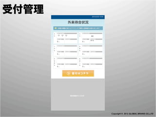 受付管理




       Copyright © 2012 GLOBAL BRAINS CO.,LTD
 