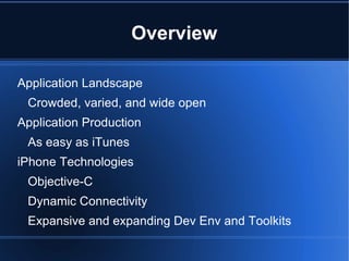 iPhone App Development Overview