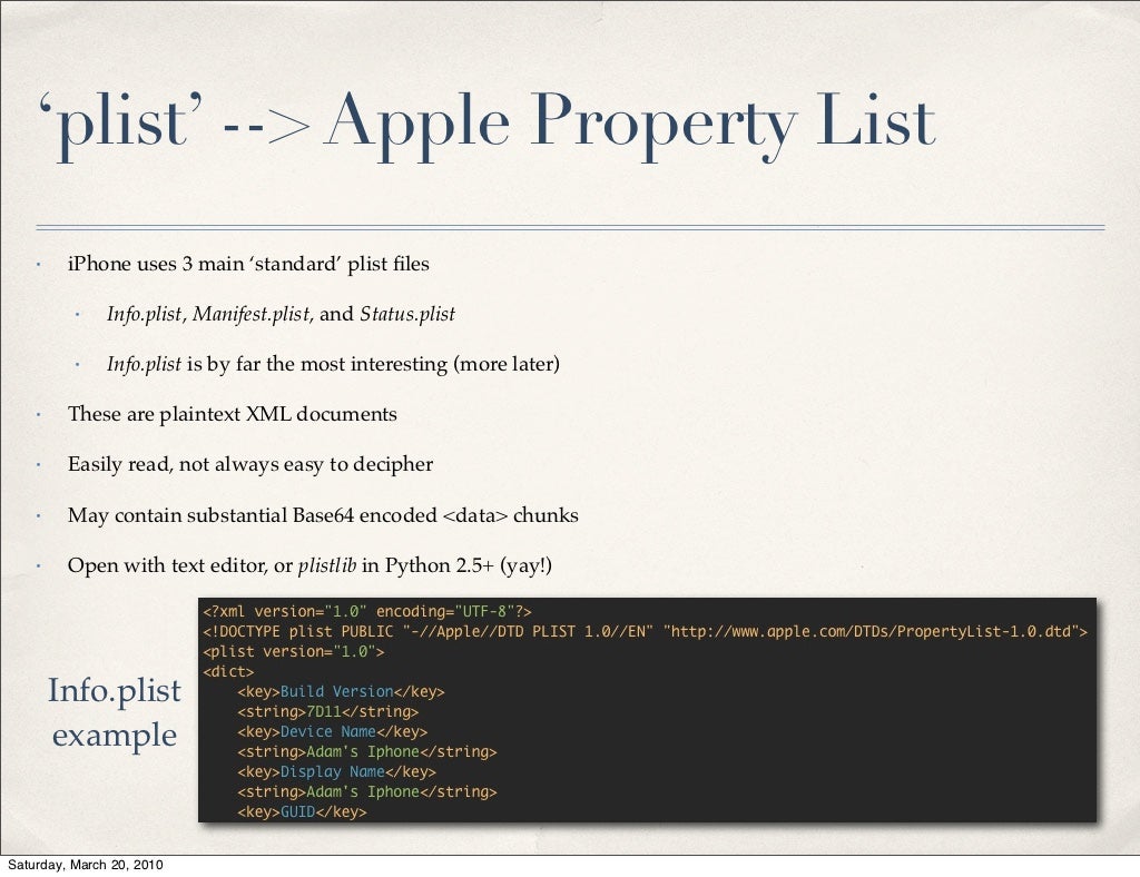 ‘plist’ > Apple Property List