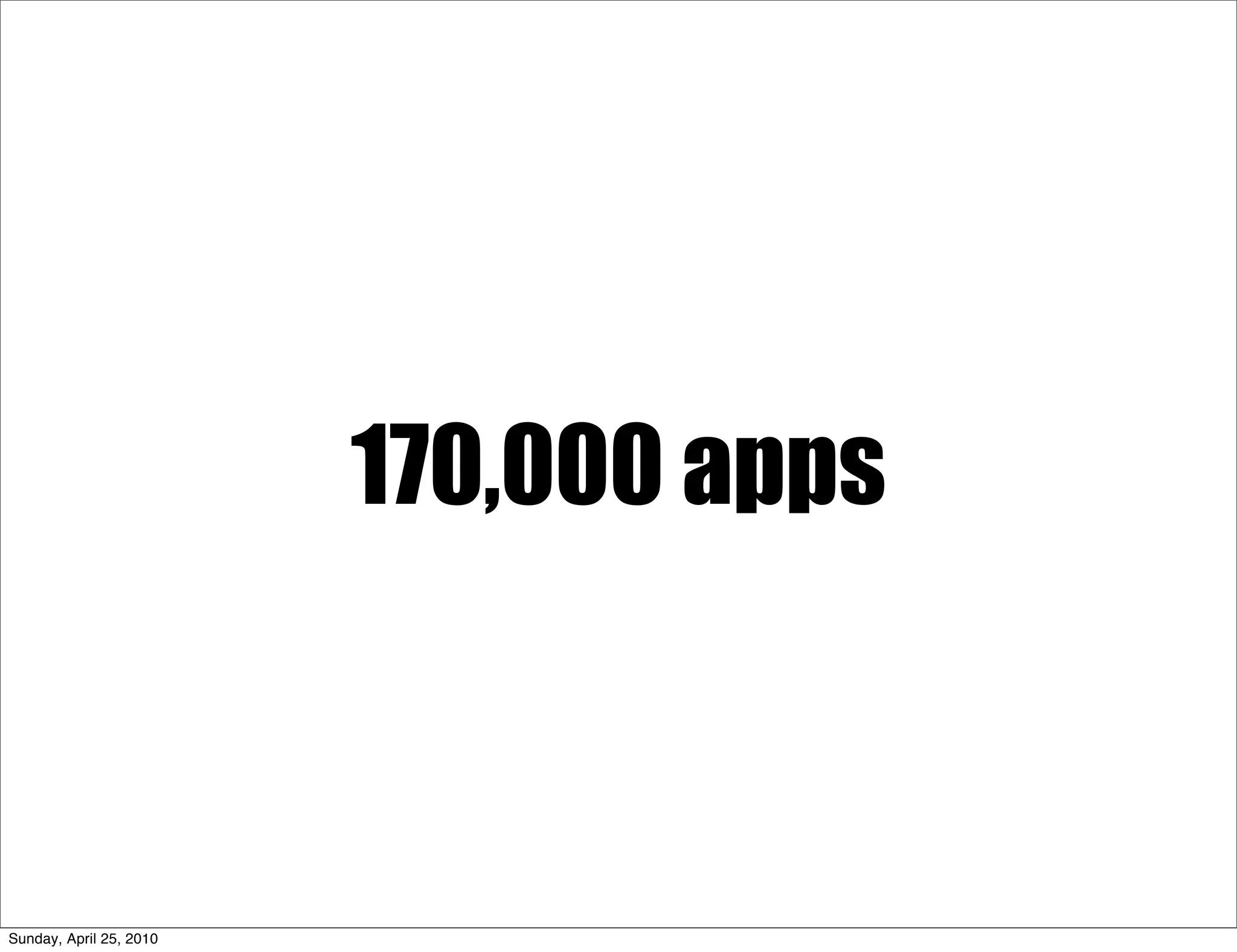 170,000 apps



Sunday, April 25, 2010
 