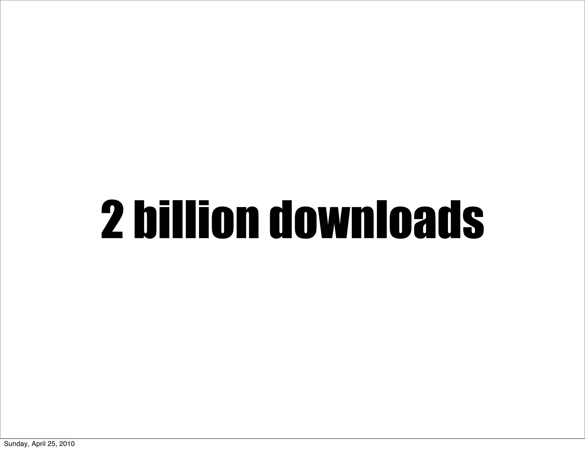 2 billion downloads



Sunday, April 25, 2010
 