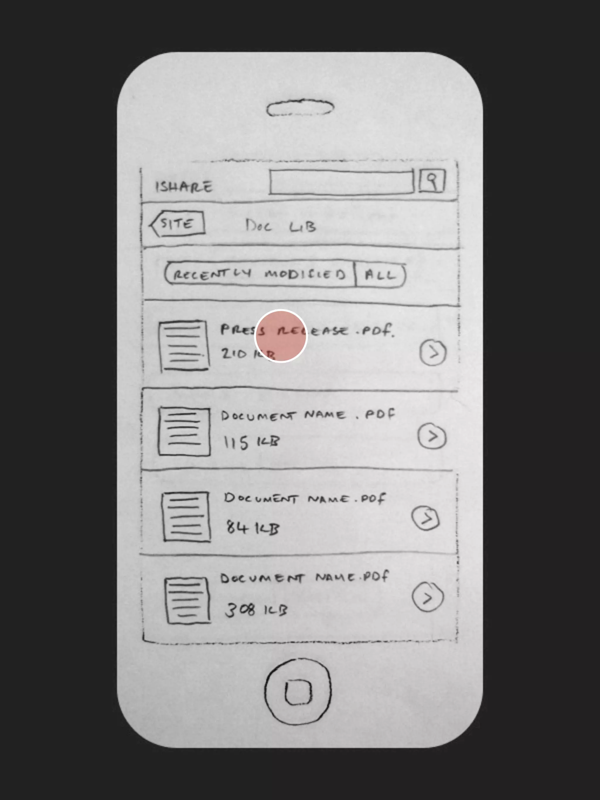 iPhone Paper Prototype - User Story Five