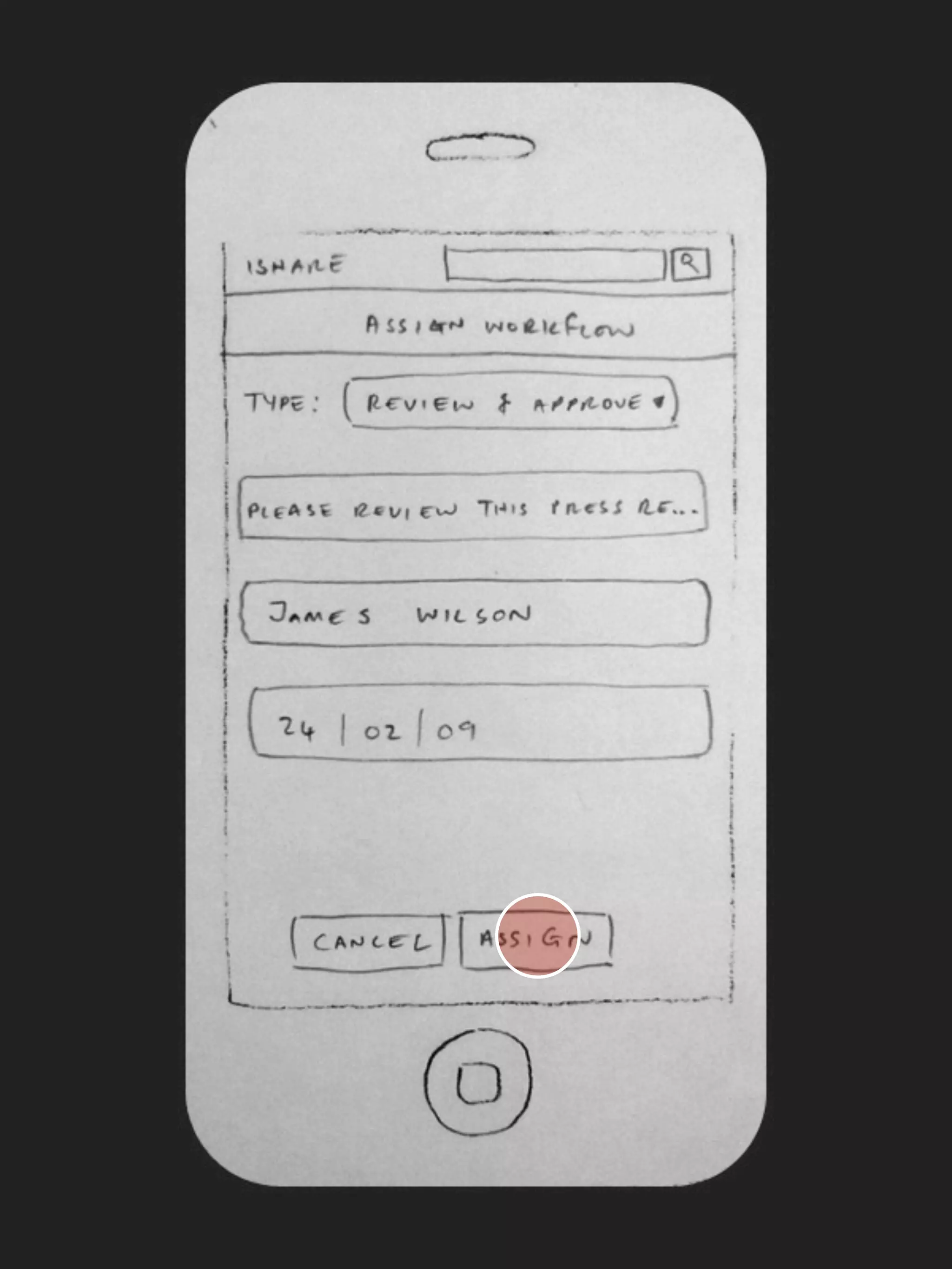 iPhone Paper Prototype - User Story Five