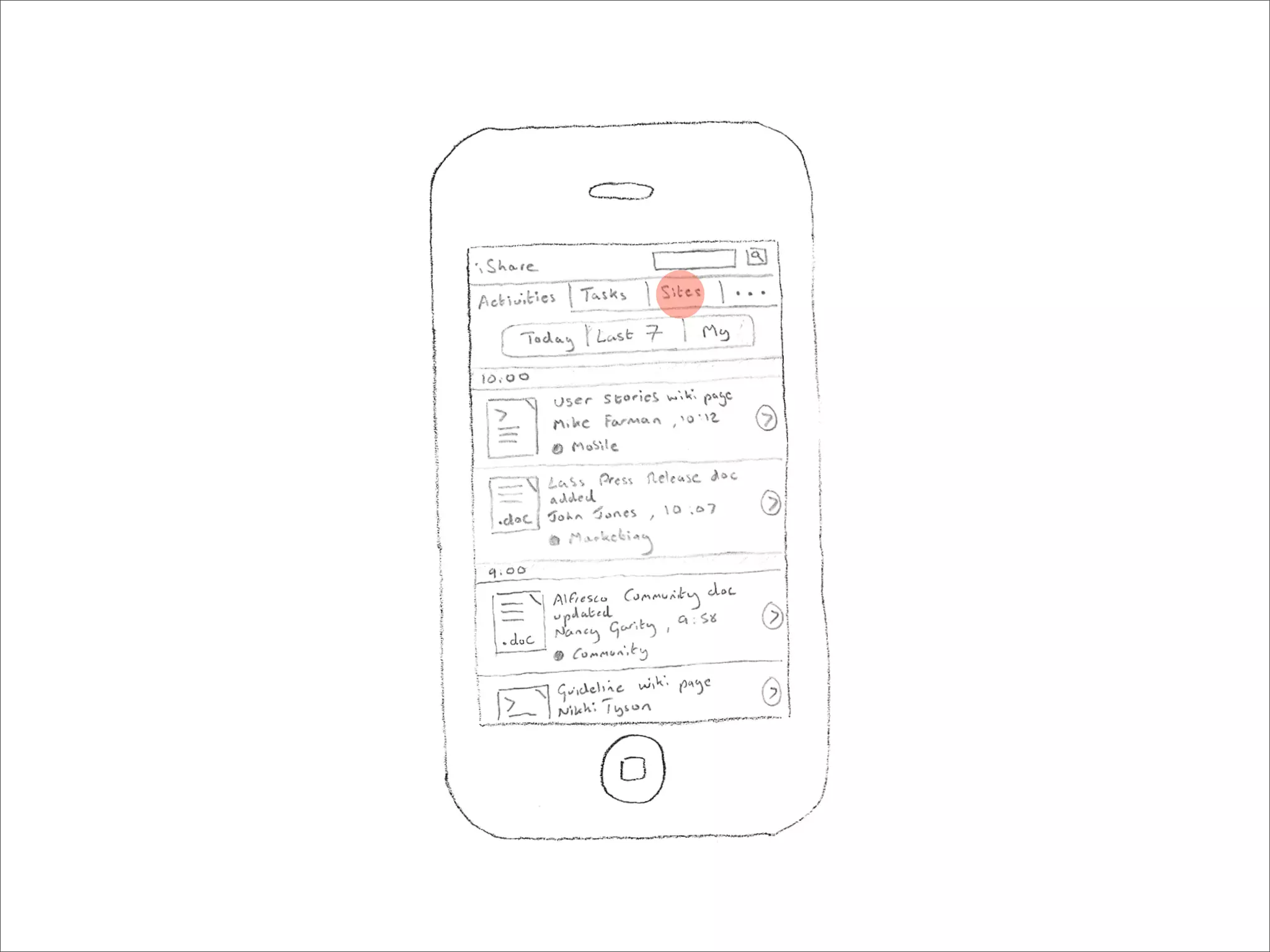iPhone UI Paper Prototype - User Story One