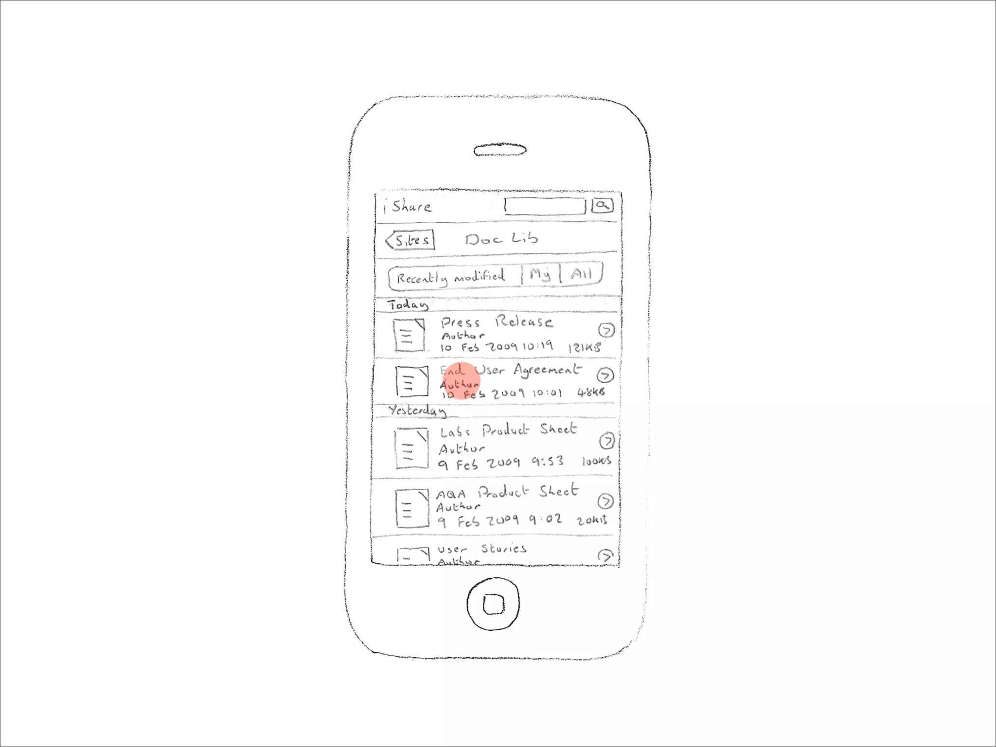 iPhone UI Paper Prototype - User Story One