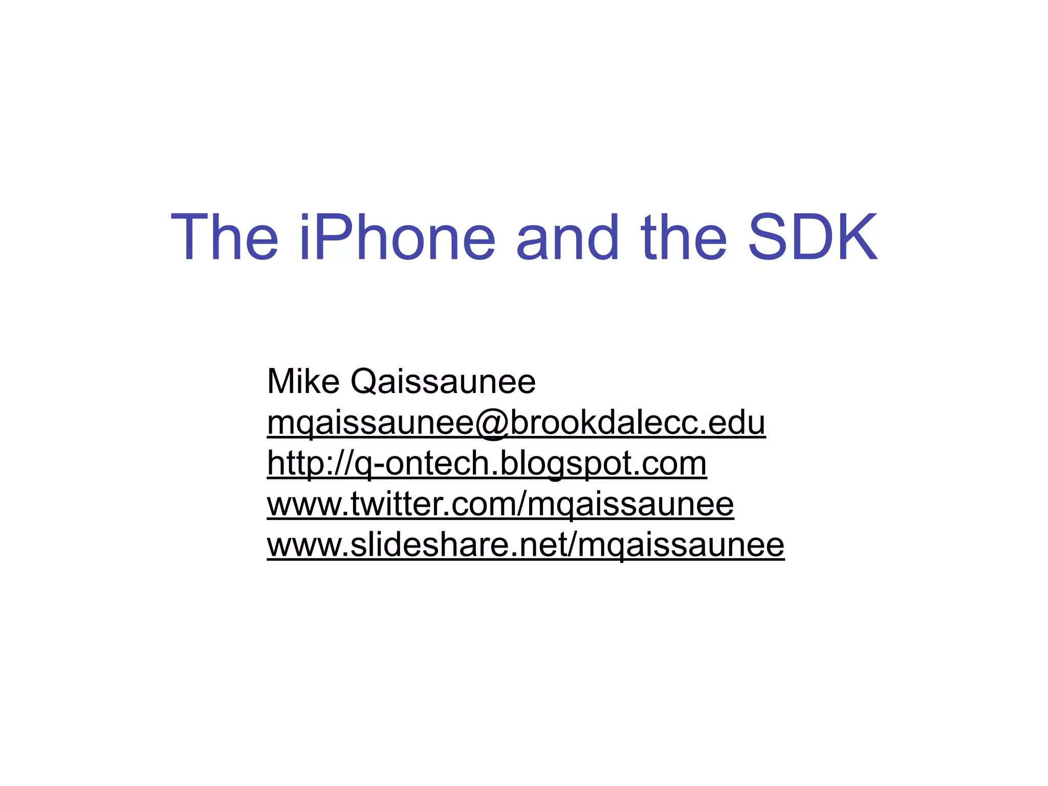 Programing for the iPhone