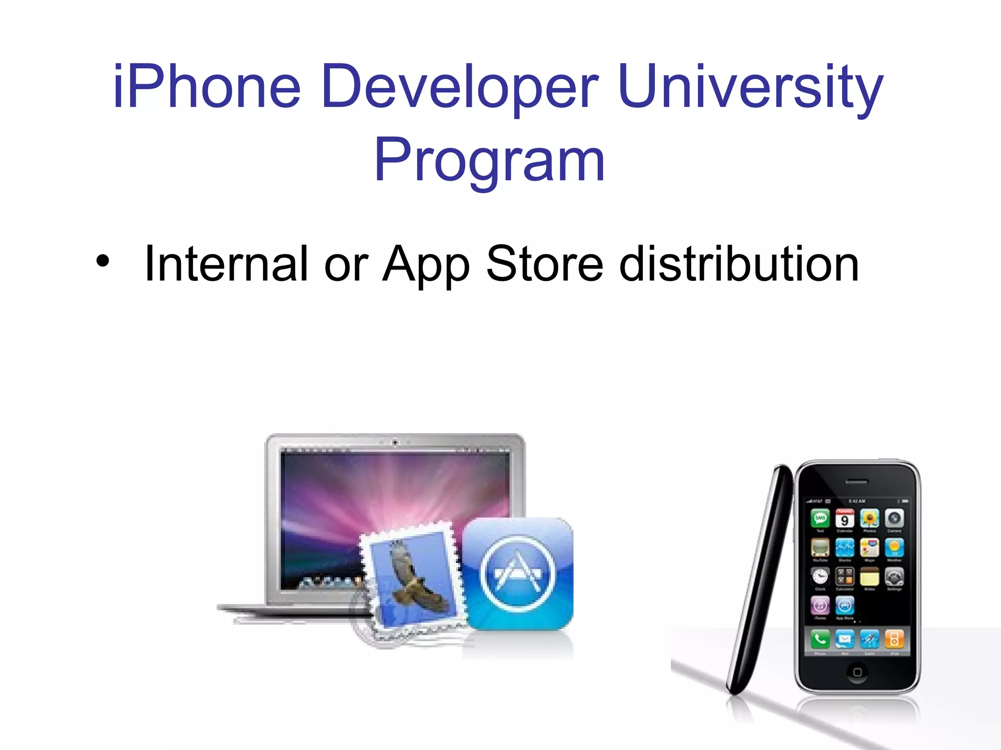 iPhone Developer University Program  Internal or App Store distribution 