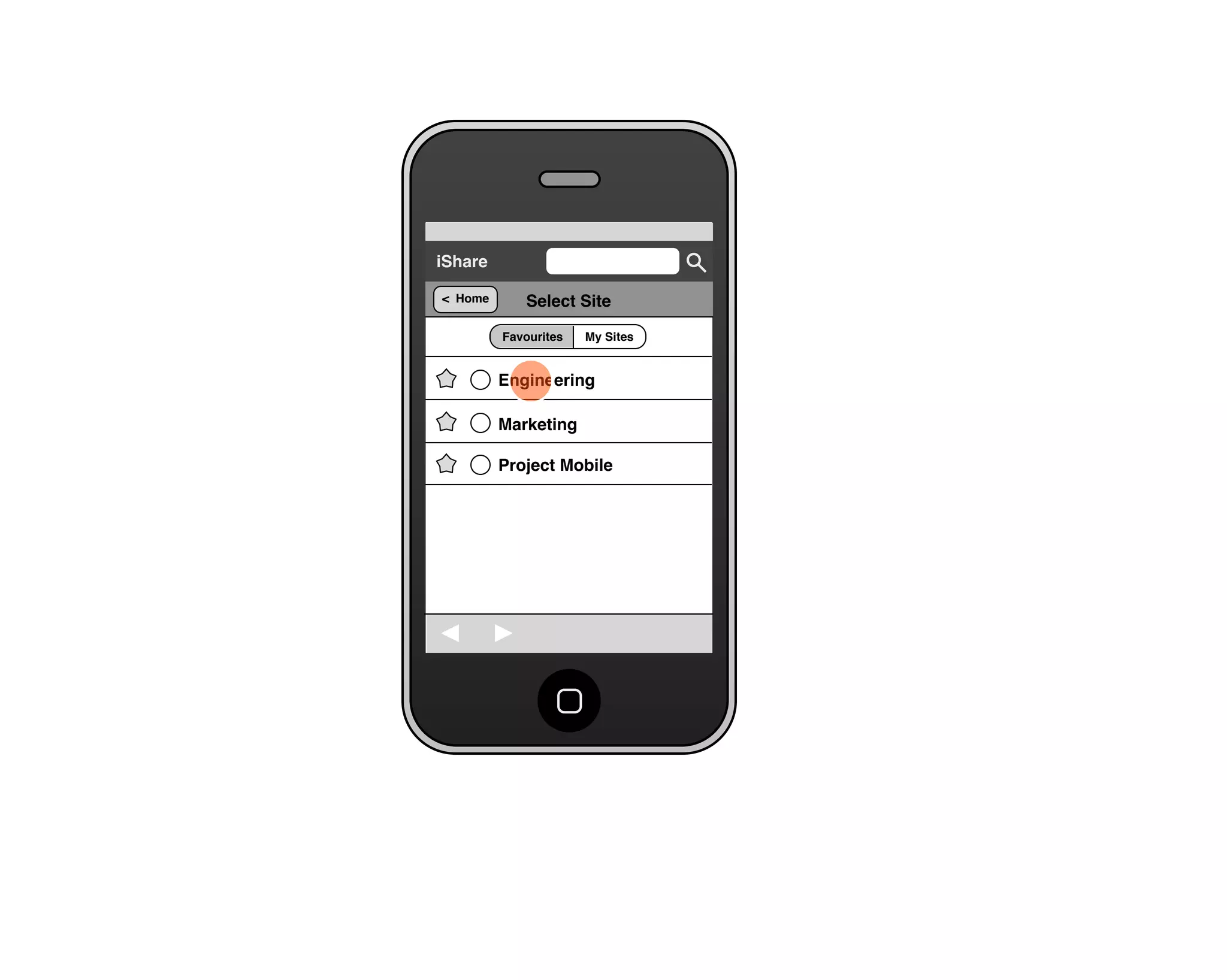 Share for iPhone UI Wireframes - Creating a Wiki Page from a Site