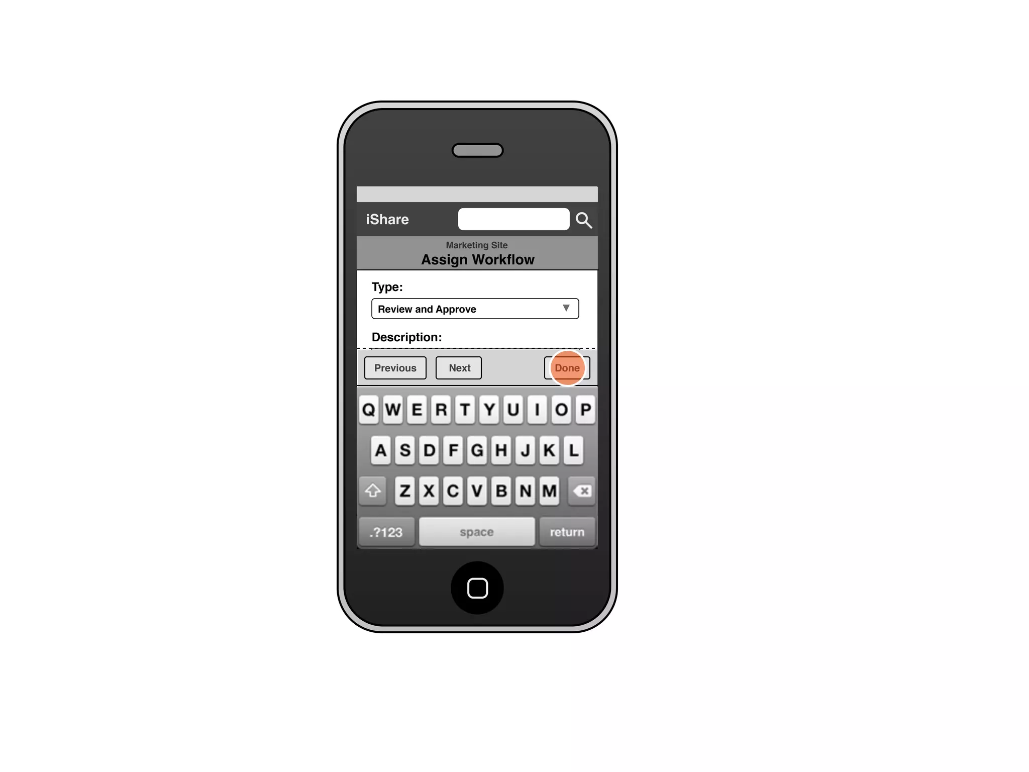 Share for iPhone UI Wireframes - User Story Five