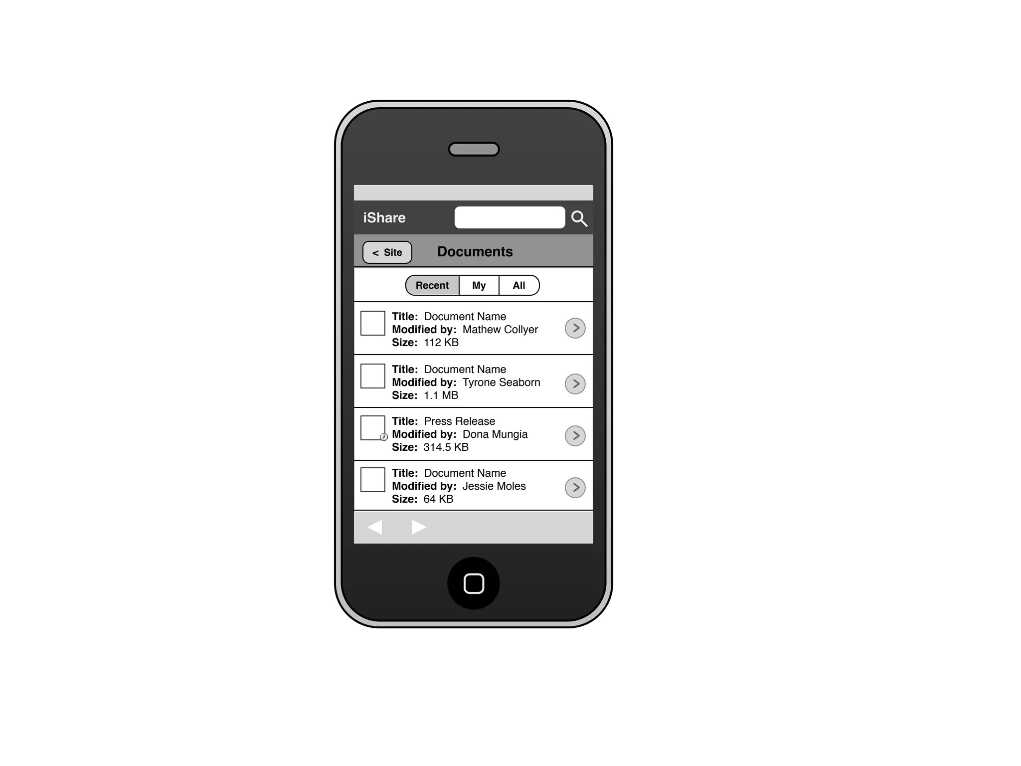 Share for iPhone UI Wireframes - User Story Five
