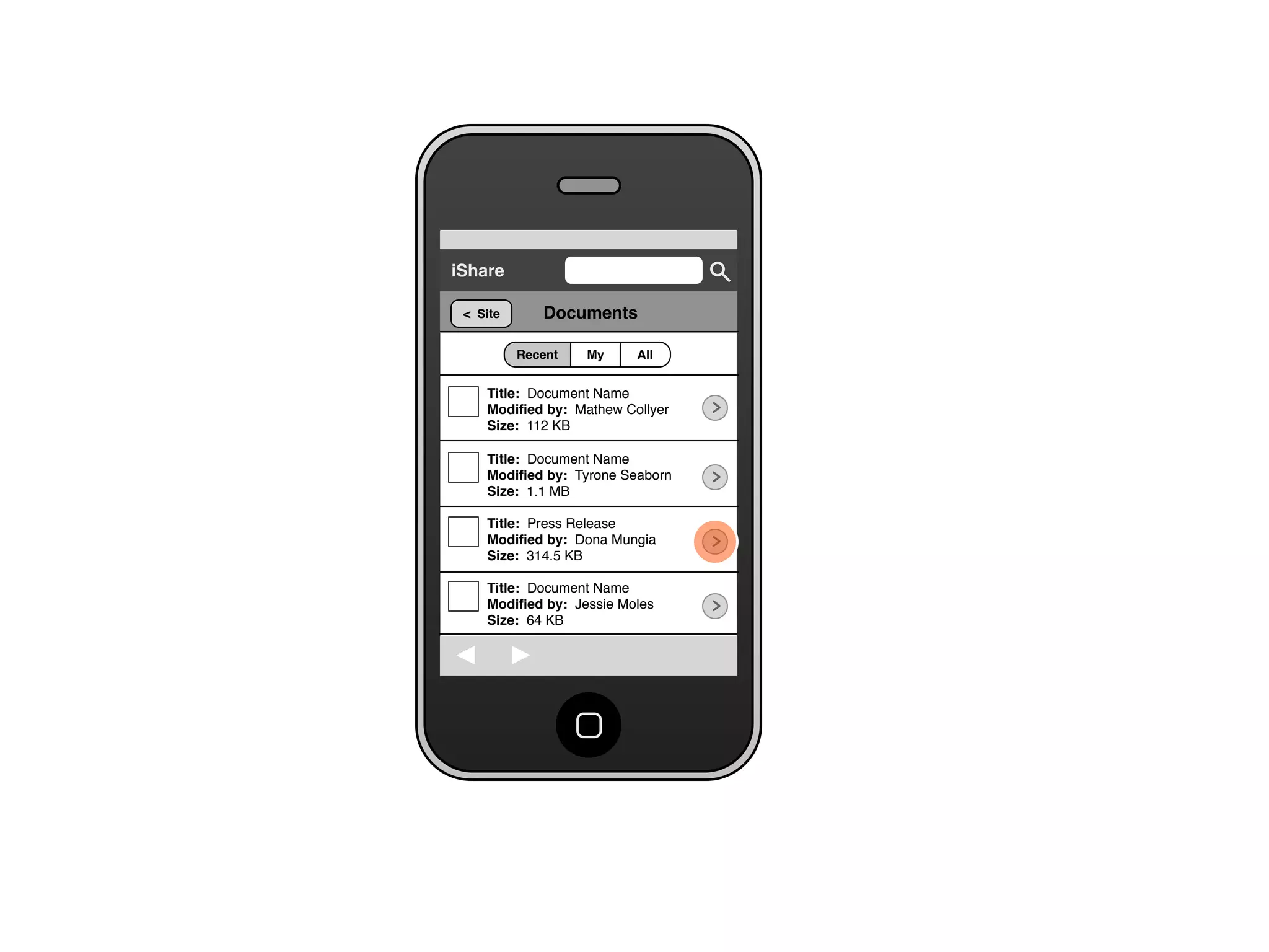 Share for iPhone UI Wireframes - User Story Five