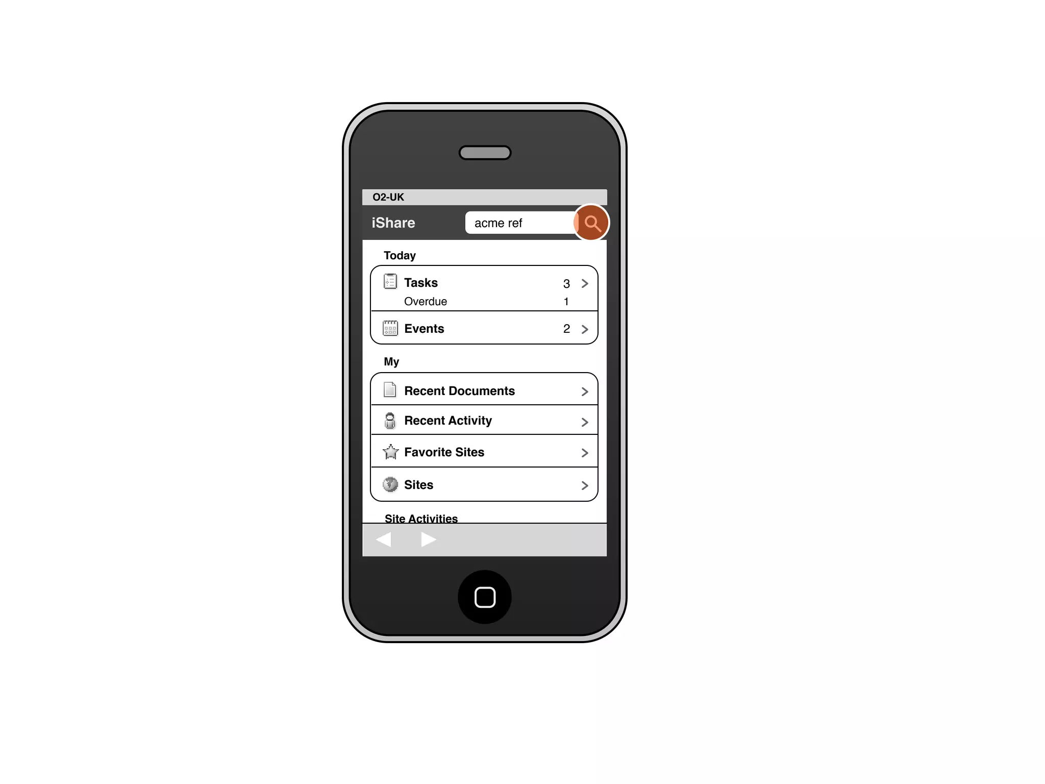Share for iPhone UI Wireframes - User Story Two - Search for Document