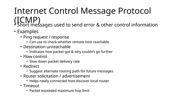 IP datagram structure, ICMP,DHCP, NAT Introduction | PPT