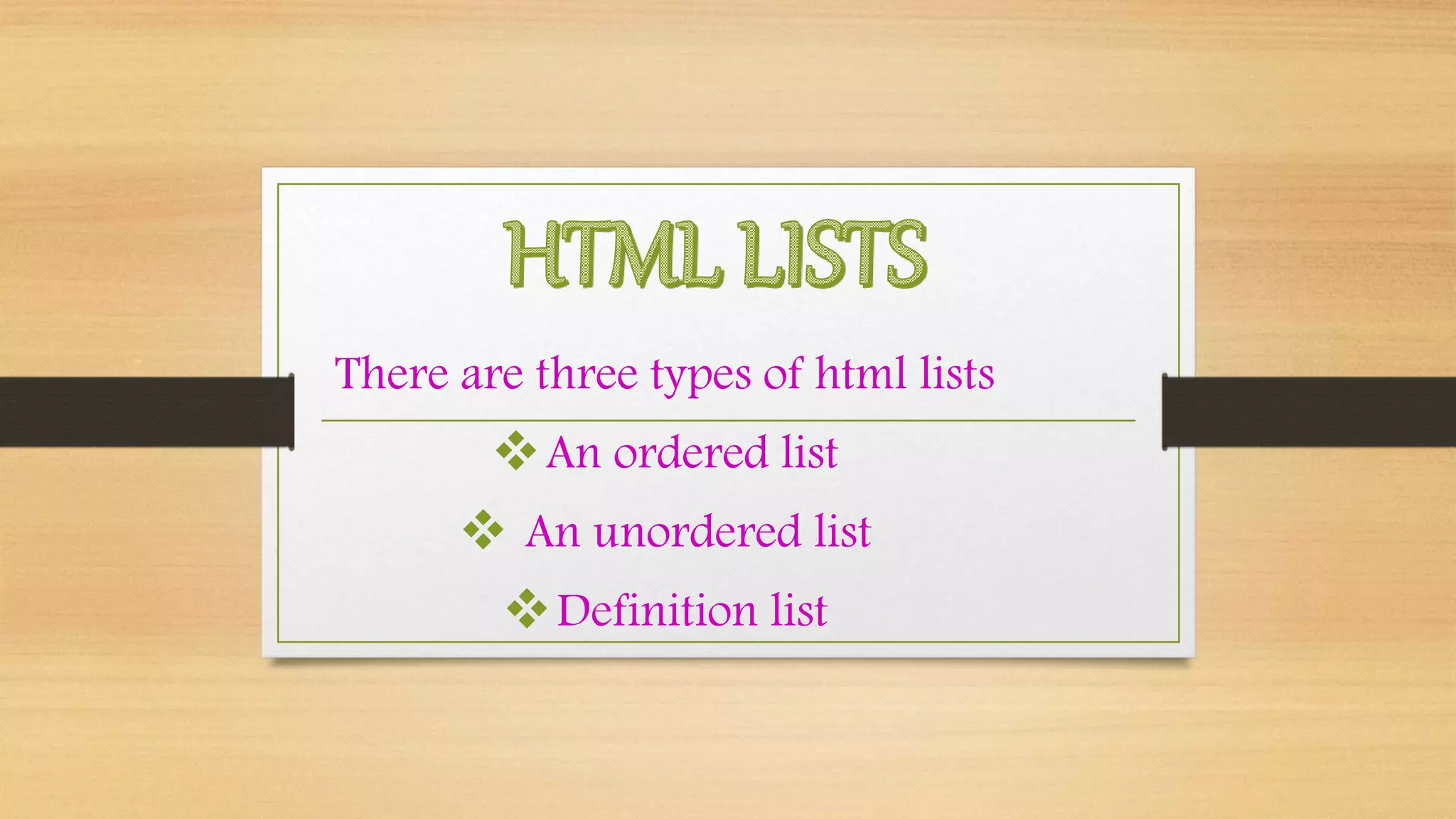 HTML LIST | PPT