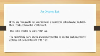 HTML LIST | PPTX
