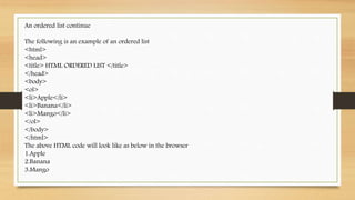 HTML LIST | PPTX