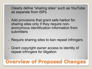 The system needs minor tweaks not major overhauls: the existing scheme of the DMCA is sufficient 