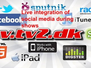 Live integration of
social media during
shows




                      72
 