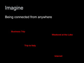 Imagine Being connected from anywhere Trip to Italy Weekend at the Lake Business Trip Internet 