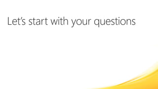 Let’s start with your questions