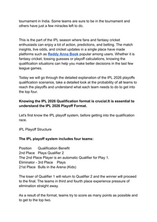 IPL 2026 Playoff Qualification Scenarios and Team Chances Explained | PDF