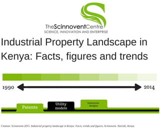 Industrial Property Landscape in
Kenya: Facts, figures and trends
Citation: Scinnovent 2015. Industrial property landscape in Kenya: Facts, trends and figures. Scinnovent. Nairobi, Kenya
Industrial
designs
Utility
modelsPatents
1990 2014
 