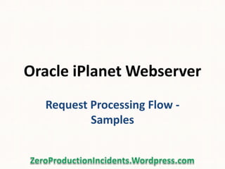 Oracle iPlanet Webserver
  Request Processing Flow -
          Samples
 