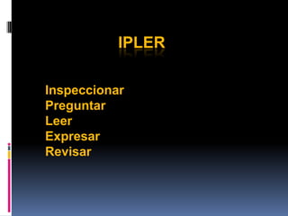 IPLER InspeccionarPreguntarLeerExpresarRevisar 