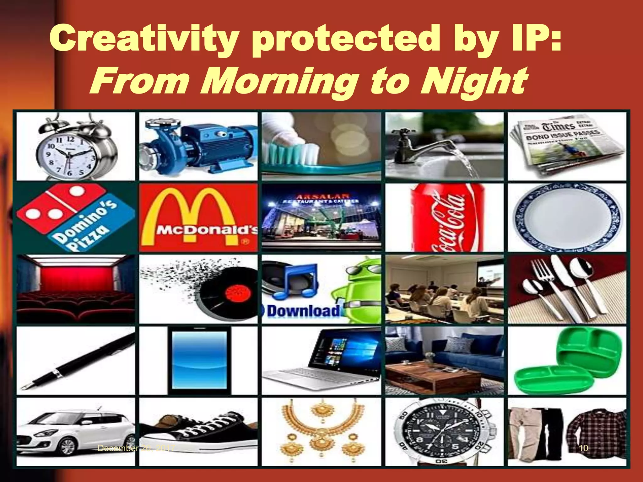 Creativity protected by IP:
From Morning to Night
December 20, 2017 10
 
