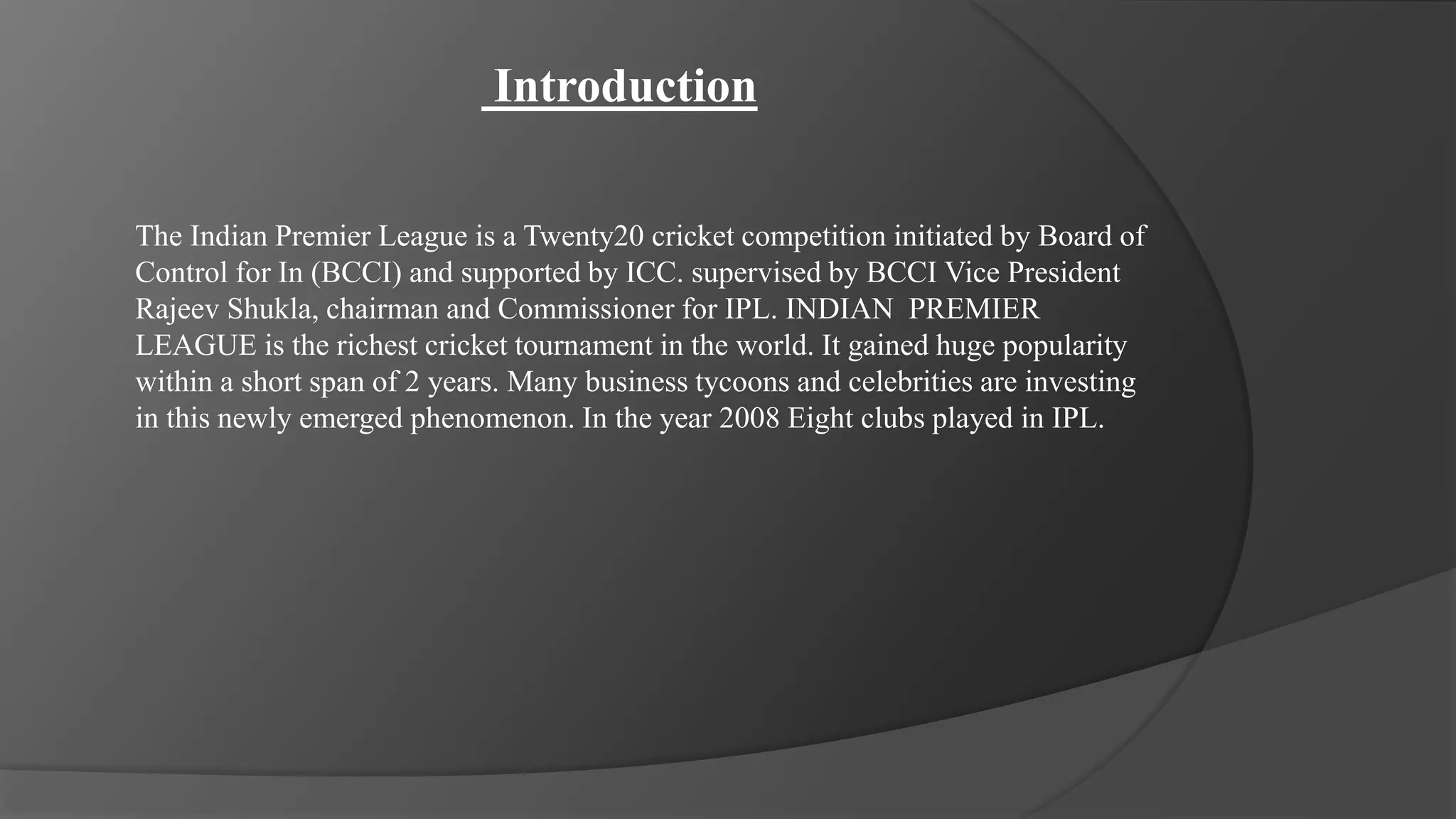 Indian Premier league | PPT 