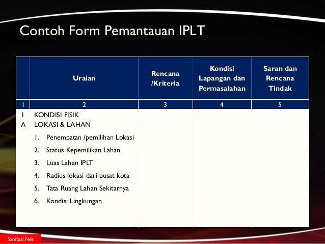 Instalasi Pengolahan Lumpur Tinja (IPLT) - Pemantauan dan 