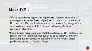 a ppt designed for project on ipl win predictor | PPTX | Cricket | Sports