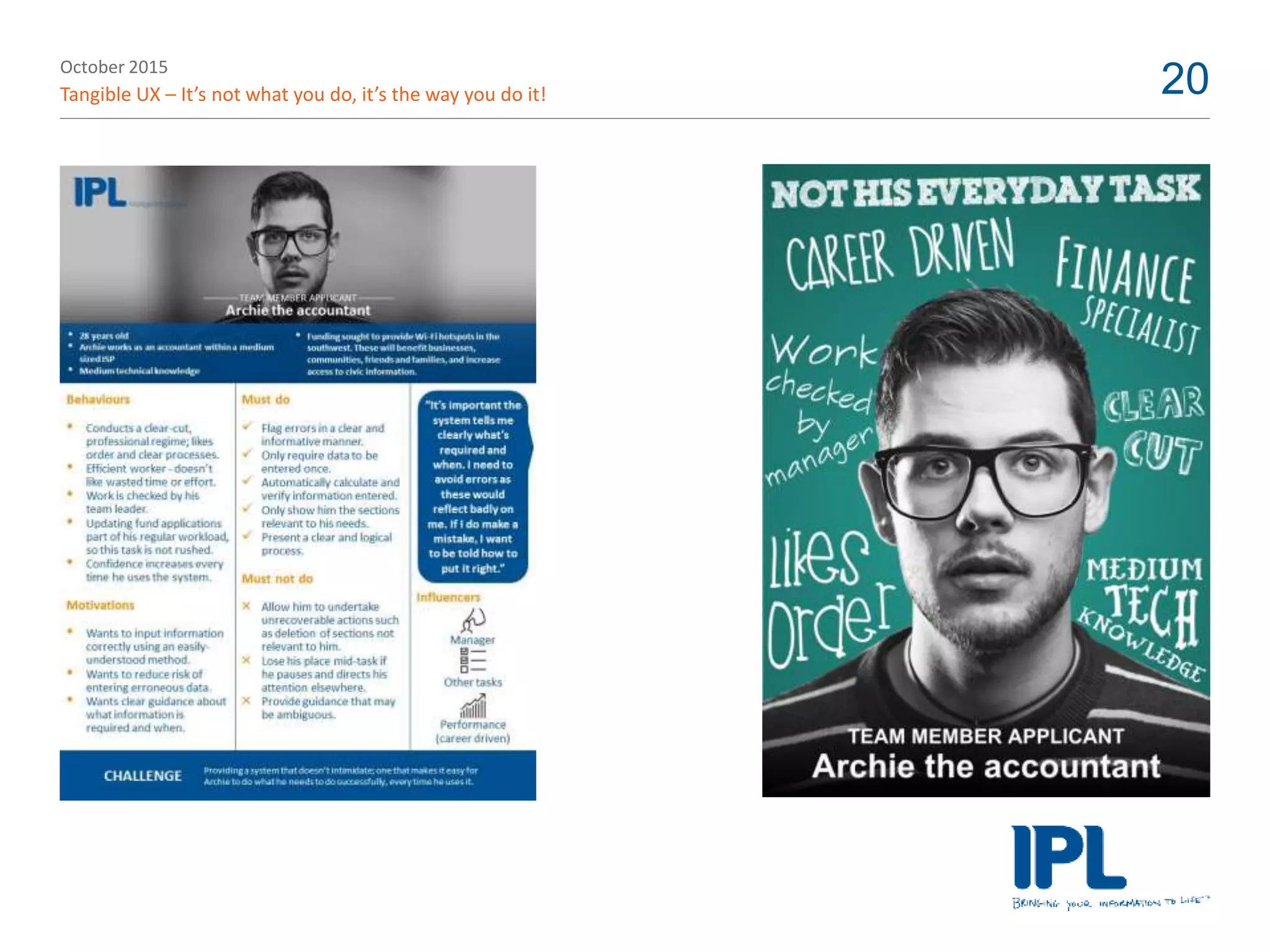 October 2015
Tangible UX – It’s not what you do, it’s the way you do it! 20
 