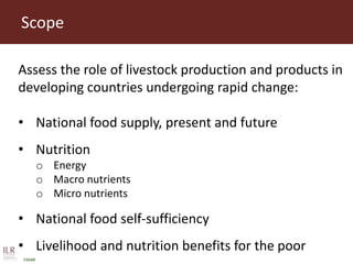 Livestock in national food security and nutrition: Trends and projections for 8 developing countries