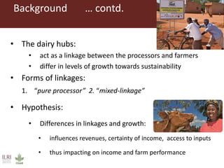 Processor linkages, Farm Productivity and Household Income in Dairy Farm Households in East Africa