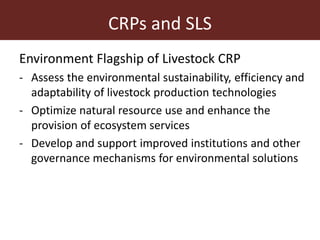 ILRI program outline: Sustainable Livestock Systems