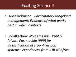 ILRI program outline: Sustainable Livestock Systems
