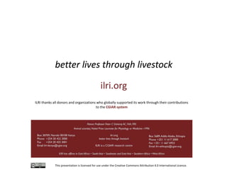 ILRI program outline: Sustainable Livestock Systems