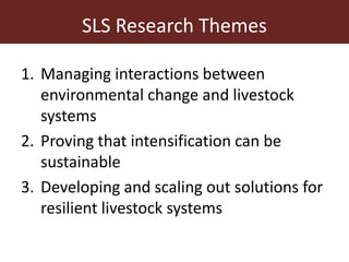 ILRI program outline: Sustainable Livestock Systems