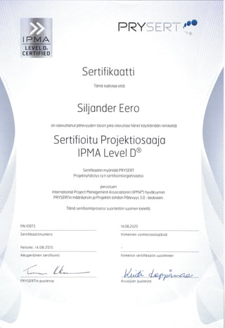 Ipma d certificate