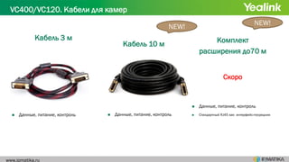Кабель 3 м Комплект
расширения до70 м
 Данные, питание, контроль
Скоро
VC400/VC120. Кабели для камер
Кабель 10 м
 Данные, питание, контроль
 Данные, питание, контроль
 Стандартный RJ45 как интерфейс-посредник
NEW!
NEW!
www.ipmatika.ru
 