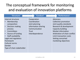 Outline for a socio-economic conceptual framework to evaluate the impact of innovation platforms