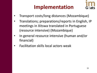  Innovation platforms in the imGoats project: Lessons learned